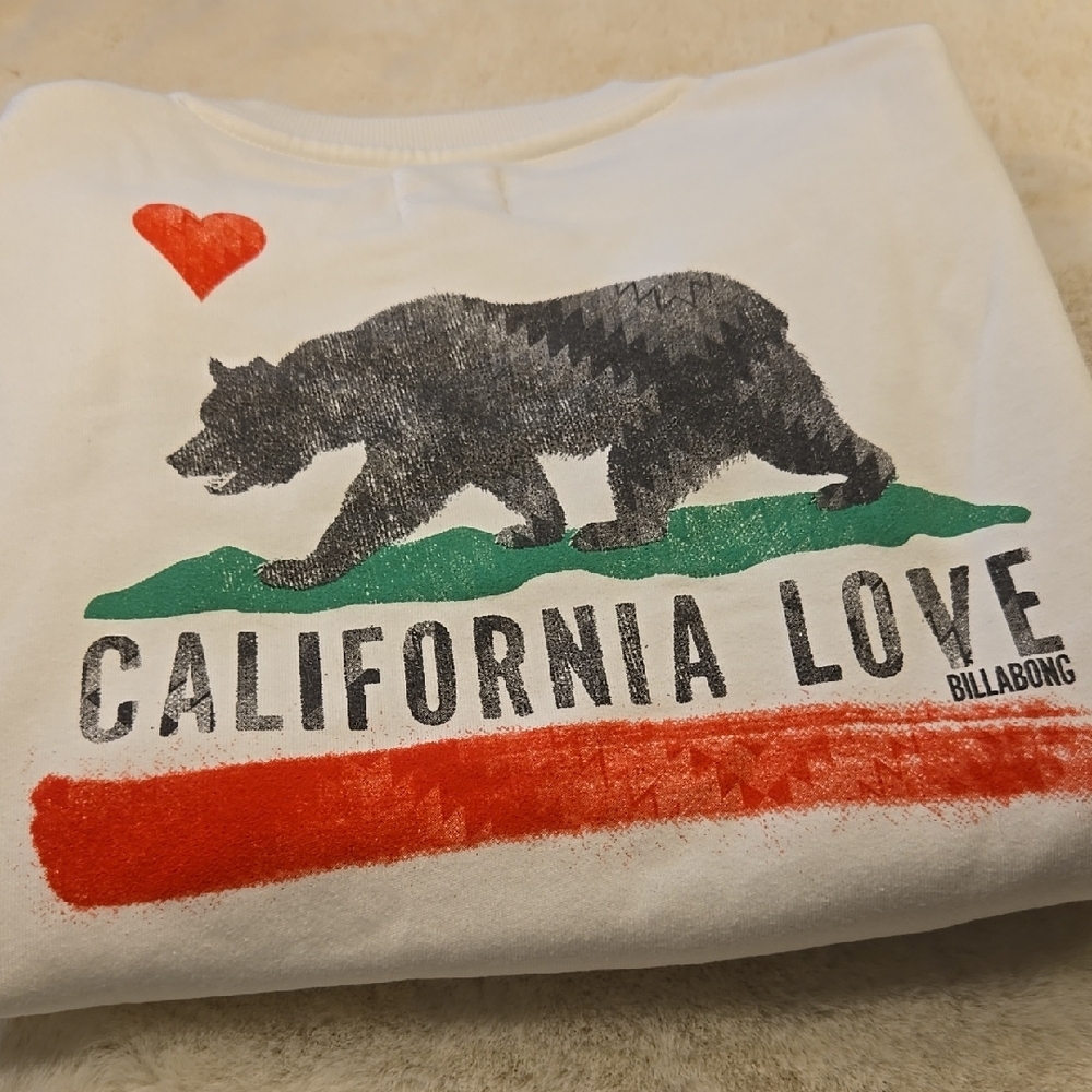 Billabong Red and White California Bear Hoodie